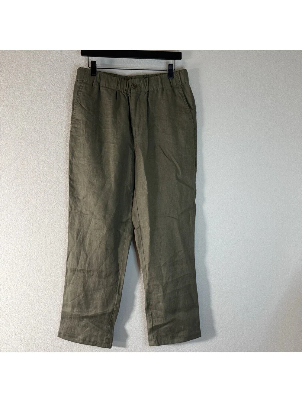 Quince 100% European Linen Pants Men’s M Bayberry Olive Elastic Waist